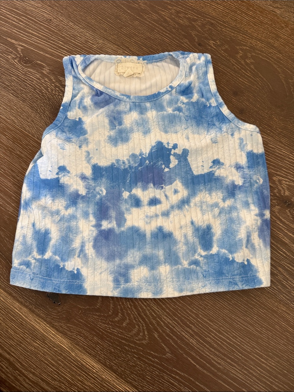 Btween Girls Ribbed Blue Tie-Dye Tank Top. Size M 7/8